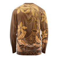 Tiare Tahiti Long Sleeve Shirt Brown Polynesia Motifs LT05 - Polynesian Pride