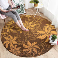 Tiare Tahiti Round Carpet Brown Polynesia Motifs - Polynesian Pride