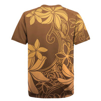 Tiare Tahiti Rugby Jersey Brown Polynesia Motifs - Polynesian Pride