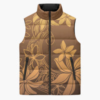 Tiare Tahiti Sleeveless Puffer Jacket Brown Polynesia Motifs LT05 Unisex Brown - Polynesian Pride