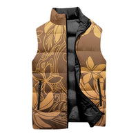 Tiare Tahiti Sleeveless Puffer Jacket Brown Polynesia Motifs LT05 - Polynesian Pride