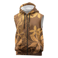 Tiare Tahiti Sleeveless Zip Hoodie Brown Polynesia Motifs LT05 Brown - Polynesian Pride