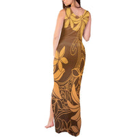 Tiare Tahiti Tank Maxi Dress Brown Polynesia Motifs - Polynesian Pride