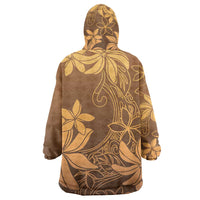 Tiare Tahiti Wearable Blanket Hoodie Brown Polynesia Motifs LT05 - Polynesian Pride