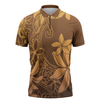 Tiare Tahiti Zipper Polo Shirt Brown Polynesia Motifs LT05 Brown - Polynesian Pride