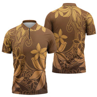 Tiare Tahiti Zipper Polo Shirt Brown Polynesia Motifs LT05 - Polynesian Pride