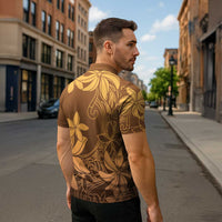 Tiare Tahiti Zipper Polo Shirt Brown Polynesia Motifs LT05 - Polynesian Pride