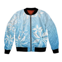 Tiare Tahiti Bomber Jacket Blue Polynesia Motifs - Polynesian Pride