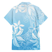 Tiare Tahiti Family Matching Off Shoulder Short Dress and Hawaiian Shirt Blue Polynesia Motifs - Polynesian Pride