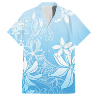 Tiare Tahiti Family Matching Puletasi and Hawaiian Shirt Blue Polynesia Motifs LT05 Dad's Shirt - Short Sleeve Blue - Polynesian Pride