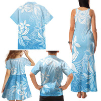 Tiare Tahiti Family Matching Tank Maxi Dress and Hawaiian Shirt Blue Polynesia Motifs - Polynesian Pride