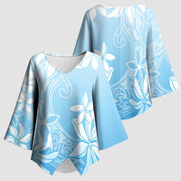 Tiare Tahiti Kimono Sleeve Blouse Blue Polynesia Motifs LT05 - Polynesian Pride