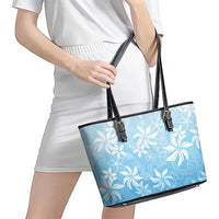 Tiare Tahiti Leather Tote Bag Blue Polynesia Motifs LT05 - Polynesian Pride