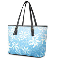 Tiare Tahiti Leather Tote Bag Blue Polynesia Motifs LT05 - Polynesian Pride