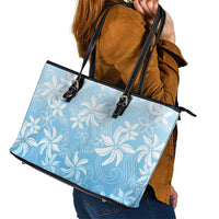Tiare Tahiti Leather Tote Bag Blue Polynesia Motifs LT05 - Polynesian Pride