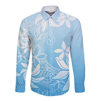 Tiare Tahiti Long Sleeve Button Shirt Blue Polynesia Motifs LT05 Unisex Blue - Polynesian Pride