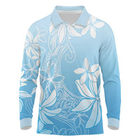 Tiare Tahiti Long Sleeve Polo Shirt Blue Polynesia Motifs LT05 Blue - Polynesian Pride
