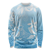 Tiare Tahiti Long Sleeve Shirt Blue Polynesia Motifs LT05 Unisex Blue - Polynesian Pride