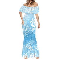 Tiare Tahiti Mermaid Dress Blue Polynesia Motifs - Polynesian Pride