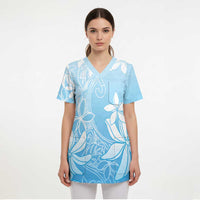 Tiare Tahiti Scrub Top Blue Polynesia Motifs - Polynesian Pride