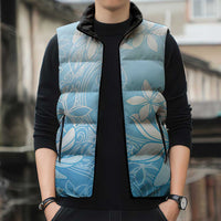 Tiare Tahiti Sleeveless Puffer Jacket Blue Polynesia Motifs LT05 - Polynesian Pride