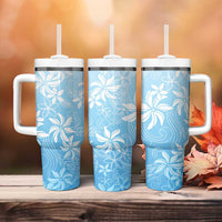 Tiare Tahiti Tumbler With Handle Blue Polynesia Motifs - Polynesian Pride