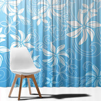 Tiare Tahiti Window Curtain Blue Polynesia Motifs - Polynesian Pride