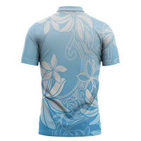 Tiare Tahiti Zipper Polo Shirt Blue Polynesia Motifs LT05 - Polynesian Pride