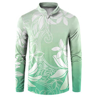 Tiare Tahiti Button Sweatshirt Matcha Polynesia Motifs LT05 Green - Polynesian Pride