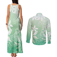 Tiare Tahiti Couples Matching Tank Maxi Dress and Long Sleeve Button Shirt Matcha Polynesia Motifs LT05 - Polynesian Pride