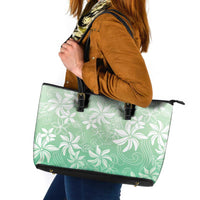 Tiare Tahiti Leather Tote Bag Matcha Polynesia Motifs LT05 Green - Polynesian Pride
