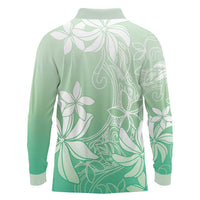 Tiare Tahiti Long Sleeve Polo Shirt Matcha Polynesia Motifs LT05 - Polynesian Pride