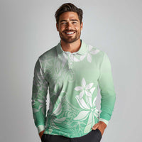 Tiare Tahiti Long Sleeve Polo Shirt Matcha Polynesia Motifs LT05 - Polynesian Pride