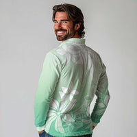 Tiare Tahiti Long Sleeve Polo Shirt Matcha Polynesia Motifs LT05 - Polynesian Pride