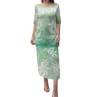 Tiare Tahiti Puletasi Matcha Polynesia Motifs LT05 Long Dress Green - Polynesian Pride