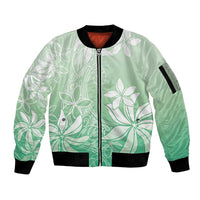 Tiare Tahiti Sleeve Zip Bomber Jacket Matcha Polynesia Motifs LT05 Unisex Green - Polynesian Pride