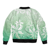 Tiare Tahiti Sleeve Zip Bomber Jacket Matcha Polynesia Motifs LT05 - Polynesian Pride