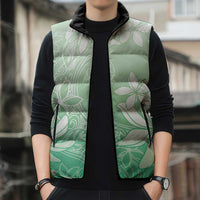 Tiare Tahiti Sleeveless Puffer Jacket Matcha Polynesia Motifs LT05 - Polynesian Pride