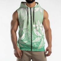Tiare Tahiti Sleeveless Zip Hoodie Matcha Polynesia Motifs LT05 - Polynesian Pride