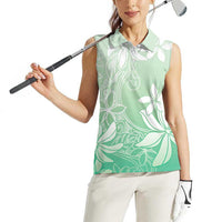 Tiare Tahiti Women Sleeveless Polo Shirt Matcha Polynesia Motifs LT05 - Polynesian Pride
