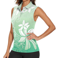Tiare Tahiti Women Sleeveless Polo Shirt Matcha Polynesia Motifs LT05 - Polynesian Pride