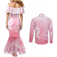 Tiare Tahiti Couples Matching Mermaid Dress and Long Sleeve Button Shirt Pink Polynesia Motifs LT05 - Polynesian Pride