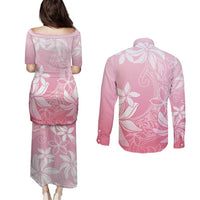 Tiare Tahiti Couples Matching Puletasi and Long Sleeve Button Shirt Pink Polynesia Motifs LT05 - Polynesian Pride
