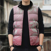 Tiare Tahiti Sleeveless Puffer Jacket Pink Polynesia Motifs LT05 - Polynesian Pride