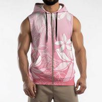 Tiare Tahiti Sleeveless Zip Hoodie Pink Polynesia Motifs - Polynesian Pride