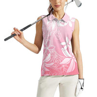 Tiare Tahiti Women Sleeveless Polo Shirt Pink Polynesia Motifs LT05 - Polynesian Pride