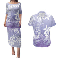 Tiare Tahiti Couples Matching Puletasi and Hawaiian Shirt Purple Polynesia Motifs LT05 Purple - Polynesian Pride