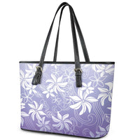 Tiare Tahiti Leather Tote Bag Purple Polynesia Motifs LT05 - Polynesian Pride