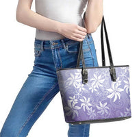 Tiare Tahiti Leather Tote Bag Purple Polynesia Motifs LT05 - Polynesian Pride