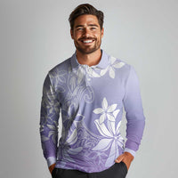 Tiare Tahiti Long Sleeve Polo Shirt Purple Polynesia Motifs LT05 - Polynesian Pride